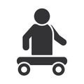 Person without legs sitting in cart, world disability day, silhouette icon design
