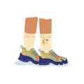 Person legs in sneakers shoes cartoon vector boots