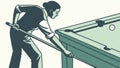A person lining up a shot in a game of pool or billiards, vector design Generative AI Royalty Free Stock Photo