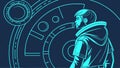 Person looking through digital interface, visualizing data, Vector Design, Generative AI