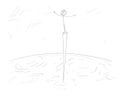 Person Looking on Planet Earth , Vector Cartoon Stick Figure Illustration