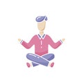 Person in lotus position. Calmness, concentration, meditation concept. Color vector illustration. Hand drawn design for yoga.