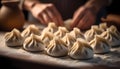 A person is making dumplings Royalty Free Stock Photo