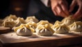 A person is making dumplings Royalty Free Stock Photo