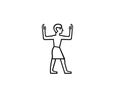 Person or man shape with arms in upward direction isolated on white background. Exercise or karate concept. Royalty Free Stock Photo