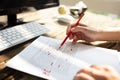 Person Marking Error With Red Marker Royalty Free Stock Photo