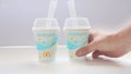 A person with a McFlurry a brand sold by the American-based international fast food chain McDonald\'s