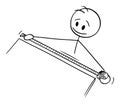 Person Measuring with Tape Measure, Vector Cartoon Stick Figure Illustration