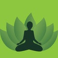 Person meditating in lotus position in harmony in nature