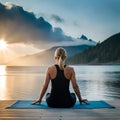 Meditation in a calm, beautiful and quiet place, in the mountains, on the beach