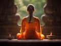 person meditating in the temple