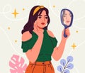 Person with mirror vector concept Royalty Free Stock Photo