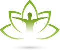 Person in motion and leaves, wellness and naturopathic logo