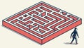 Person Moving Within a Square Maze, Symbolizing Active Problem-Solving, vector design Generative AI Royalty Free Stock Photo