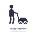 person mowing the grass icon on white background. Simple element illustration from People concept