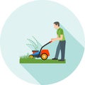 Person Mowing Grass