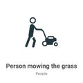 Person mowing the grass vector icon on white background. Flat vector person mowing the grass icon symbol sign from modern people