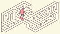 Person navigating circuit board maze, tech problem-solving, vector design Generative AI Royalty Free Stock Photo