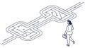 Person Navigating Circuit Board Maze, vector design Generative AI Royalty Free Stock Photo