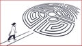 Person Navigating Circular Maze Vector Illustration, vector design Generative AI Royalty Free Stock Photo