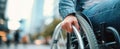 The person navigating the city with determination in a wheelchair..AI generated image Royalty Free Stock Photo