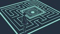 Person Navigating a Complex Labyrinth Maze: Challenge & Discovery, vector design Generative AI Royalty Free Stock Photo
