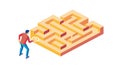 Person Navigating Labyrinth, Complex Problem Challenge Vector, vector design Generative AI Royalty Free Stock Photo