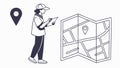 Person Navigating with Map GPS, vector design Generative AI Royalty Free Stock Photo
