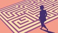 Person Navigating a Maze, Challenge and Problem-Solving Vector Art, vector design Generative AI Royalty Free Stock Photo