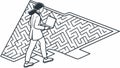 Person Navigating Maze-like Path Problem Solving Journey, vector design Generative AI Royalty Free Stock Photo