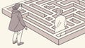 Person Navigating a Maze, Problem-Solving and Strategic Thinking, vector design Generative AI Royalty Free Stock Photo