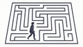 Person Navigating Rectangular Maze Challenge, vector design Generative AI Royalty Free Stock Photo