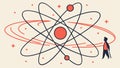 Person Observing Abstract Atom Structure Vector, Scientific Discovery, vector design Generative AI Royalty Free Stock Photo