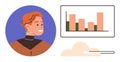 Professional analyzing growth data on a bar chart with cloud storage concept Royalty Free Stock Photo