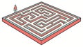 Person Observing a Square Maze, Representing Strategic Planning, vector design Generative AI Royalty Free Stock Photo