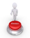 Person offers enter button Royalty Free Stock Photo