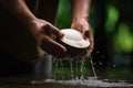 person open coconut for its water