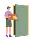 Person open door vector concept