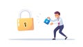Person Opening Padlock for Secure Access, vector design Generative AI Royalty Free Stock Photo