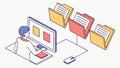 Person Organizing Digital Files, Efficient Workflow, vector design Generative AI Royalty Free Stock Photo