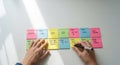 Financial Planning and Scheduling with Sticky Notes and Handwriting Royalty Free Stock Photo