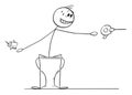 Person Out of Toilet Paper Needs Help, Vector Cartoon Stick Figure Illustration Royalty Free Stock Photo