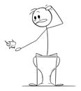 Person Out of Toilet Paper, Vector Cartoon Stick Figure Illustration Royalty Free Stock Photo