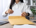 Person Packing Documents in Office Environment Royalty Free Stock Photo