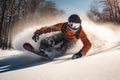 Person participating winter sports cold race. Generate Ai