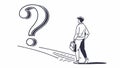 Person at a path split with question mark, dilemma, vector design Generative AI Royalty Free Stock Photo