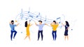 Person people vector illustration dance party woman and man. Happy friend fun disco club music dancer cartoon group celebration.