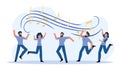 Person people vector illustration dance party woman and man. Happy friend fun disco club music dancer cartoon group celebration.