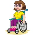 Person Physically disabled girl in a wheelchair with tracheostomy tube