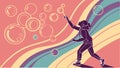 Person Playing With Bubbles, Abstract Rainbow Backdrop, vector design Generative AI Royalty Free Stock Photo
